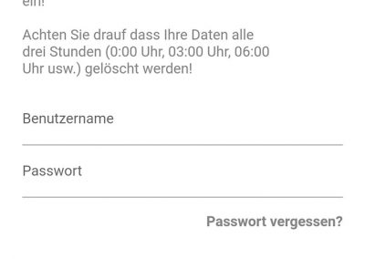 Grafik Screenshot App Testversion Login