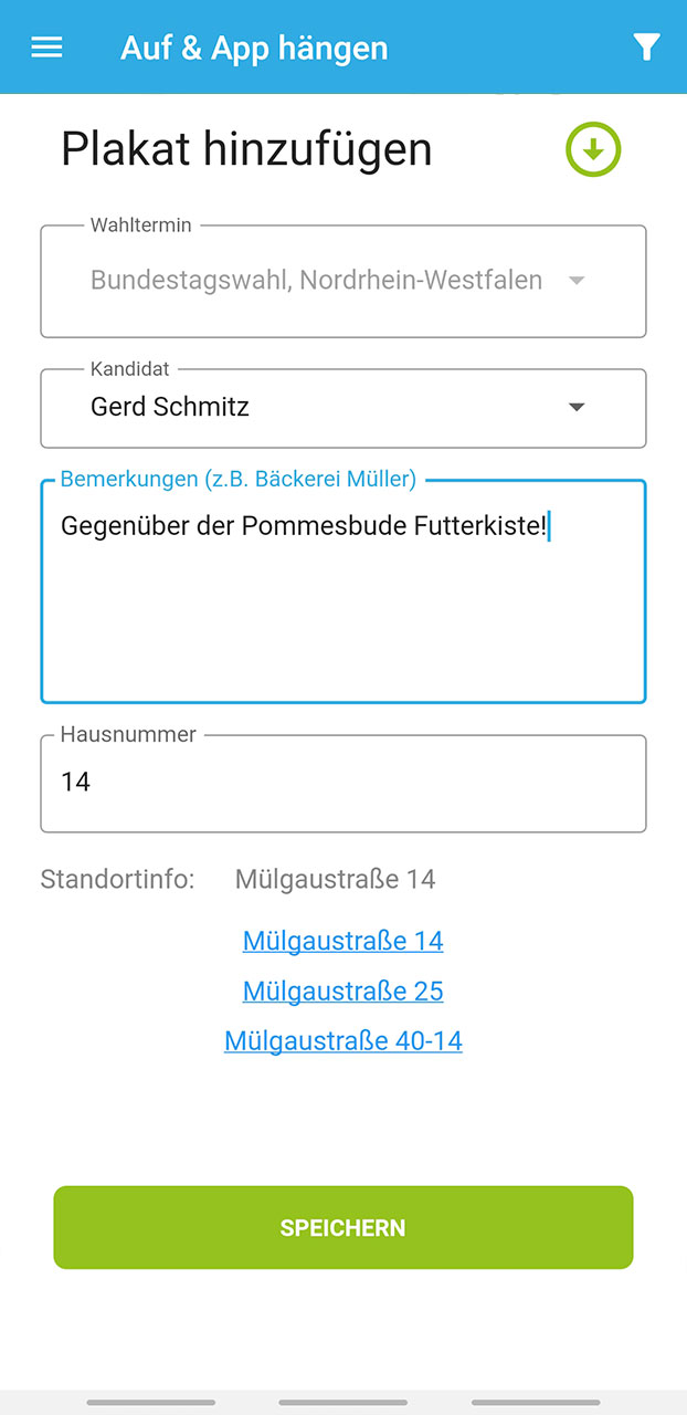 Screenshot PlakatHeld App Plakat hinzufügen Details